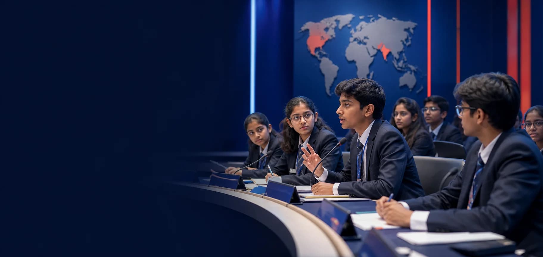 Indian student delegates participating in a Model United Nations committee