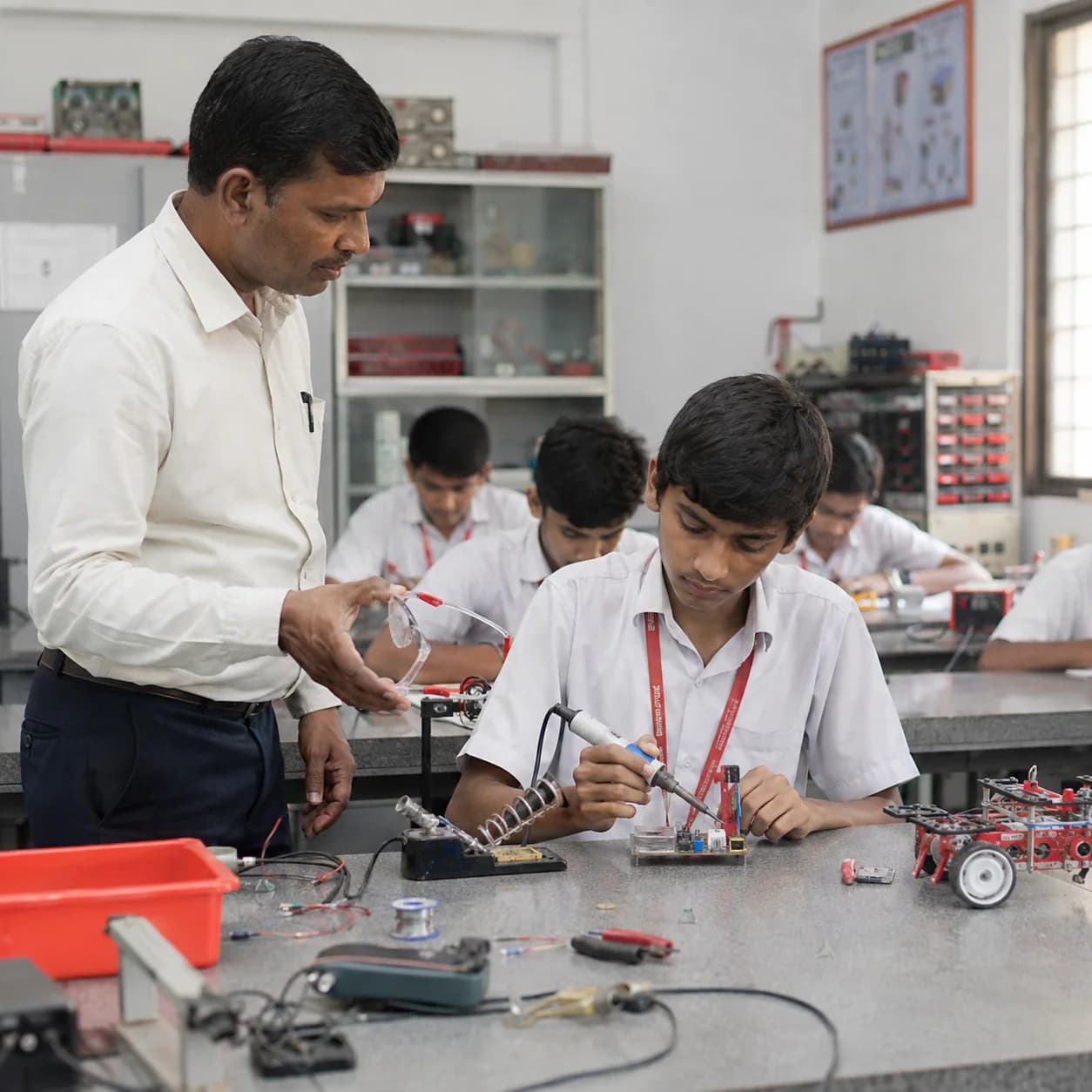 A supervised Indian school laboratory scenario illustrating the risk of eye damage