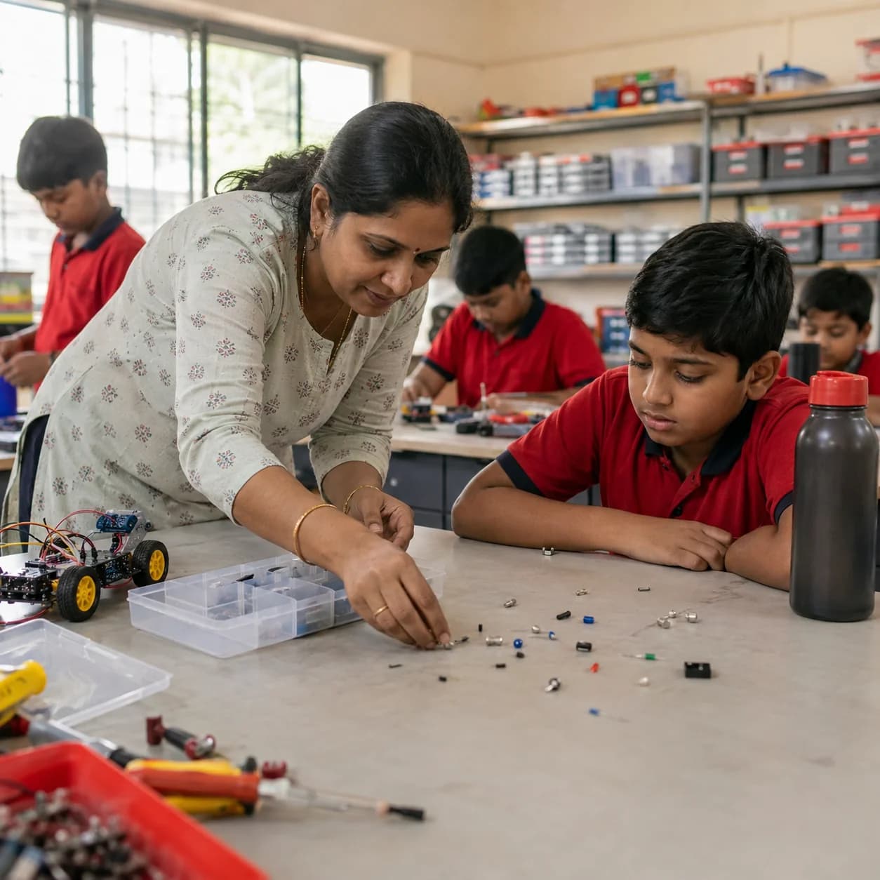 A supervised Indian school laboratory scenario illustrating the risk of swallowed parts